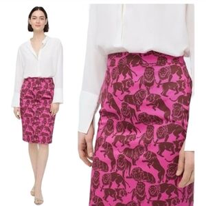 J. Crew No. 2 Pencil Skirt Sleepy Lions Print Pink Novelty Print Safari Size 00